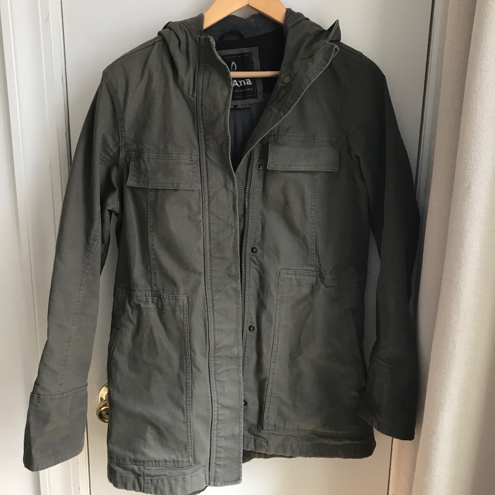 prAna women's M cristos parka in slate green